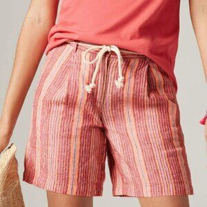 NWT J. JILL love linen cape cod red multi pleated shorts (sz8)